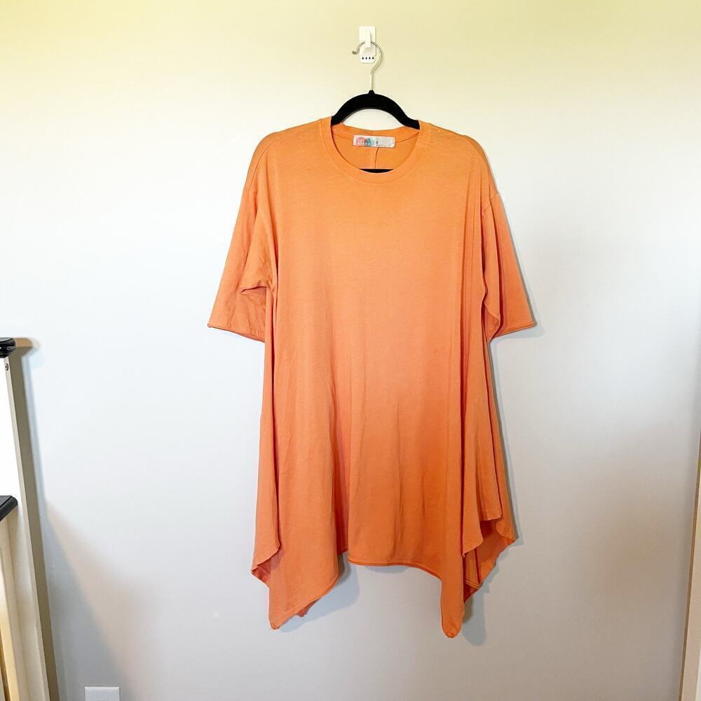 Free People Beach Orange Khana Crew Neck Short Sleeve Tunic Top dress xs